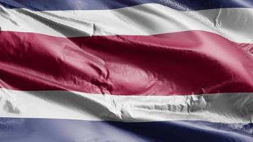 costa rica-fahne weht auf der windschleife. costaricanische Fahne, die auf der Brise schwankt. voll ausfüllender Hintergrund. 10 Sekunden Schleife. video