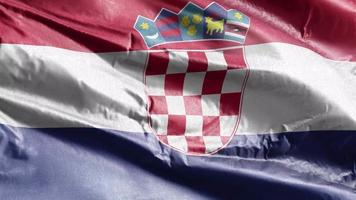 Croatia textile flag waving on the wind loop. Croatian banner swaying on the breeze. Fabric textile tissue. Full filling background. 10 seconds loop. video