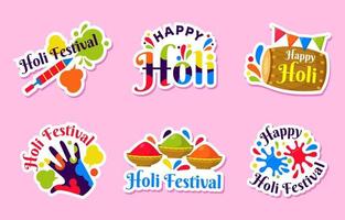 Colorful Holi Festival Sticker Set