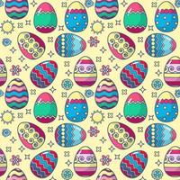 Easter Seamless Pattern. Eggs on Yellow Background. Holiday Vector Background.