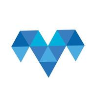 m,v, mv, vm initials triangle polygonal diamond logo vector