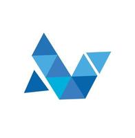 AV,N initials triangle geometric polygonal Blue diamond vector illustration and logo