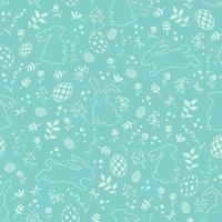 Easter seamless pattern on green background,cute rabbits happy on spring garden vector