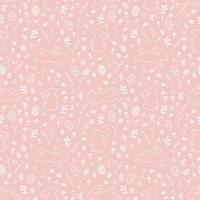 Easter seamless pattern with cute rabbits happy in the garden for festive spring holiday,fabric,textile,print or wallpaper vector