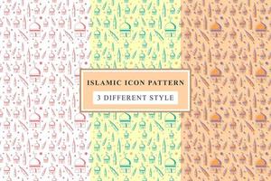 Islamic pattern Thin Line Icons on White Background ramadan design vector