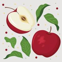 una composición colorida y brillante con manzanas rojas maduras y jugosas. vector