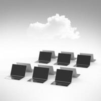 Signo 3d de computación en la nube en la computadora portátil como concepto foto