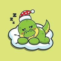 lindo dino dormir dibujos animados vector ilustración.