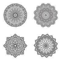 set bundle Black and white mandala vector element