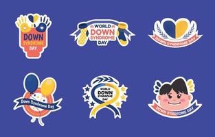 World Down Syndrome Day Sticker Set vector