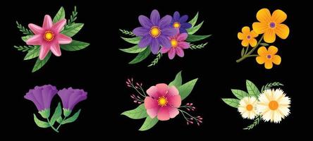 colección de elementos de flores de primavera vector