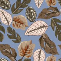 Seamless pattern with tropical beautiful leaves exotic background. vector