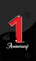 1st anniversary celebration wishes for corporate awards, brochure, greeting, promotion, marriage, magazine, banner, social media, certificate, card, advertisement, invite. Happy wedding anniversary. vector