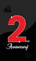 2nd-anniversary celebration wishes for corporate awards, brochure, greeting, promotion, marriage, magazine, banner, social media, certificate, card, advertisement, invite. Happy wedding anniversary. vector
