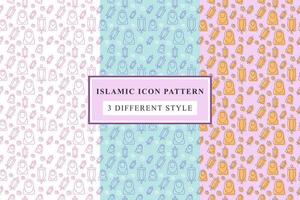 Islamic pattern Thin Line Icons on White Background ramadan design vector