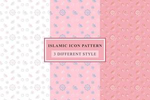 Islamic pattern Thin Line Icons on White Background ramadan design vector