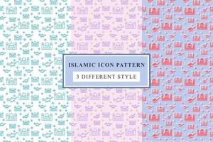 Islamic pattern Thin Line Icons on White Background ramadan design vector