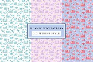 Islamic pattern Thin Line Icons on White Background ramadan design vector