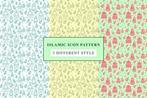 Islamic pattern Thin Line Icons on White Background ramadan design vector