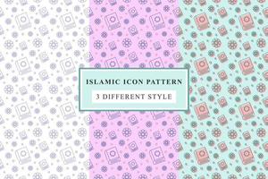 Islamic pattern Thin Line Icons on White Background ramadan design vector