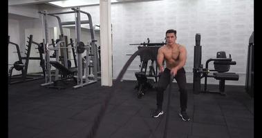 young finess man exercise in fitness video