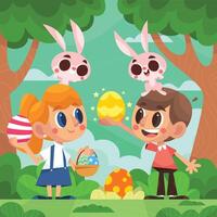 Hunting for Colorful Eggs on Easter vector