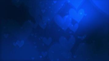 Flowing down blue heart rotation blue background video