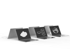 Cloud computing 3d sign on laptop computer as concept photo