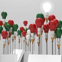 pencil light bulb 3d as think outside of the box and merry's christmas as concept photo