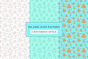 Islamic pattern Thin Line Icons on White Background ramadan design vector
