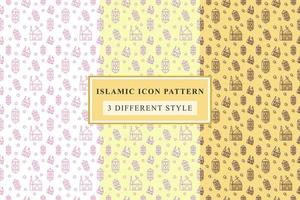 Islamic pattern Thin Line Icons on White Background ramadan design vector
