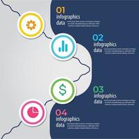 visualización de datos comerciales. diagrama del proceso. elementos abstractos de gráfico, diagrama con pasos, opciones, partes o procesos. plantilla de negocio vectorial para presentación. concepto creativo para infografía. vector