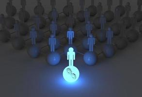 3d light growing human social network and leadership with cogs in side as concept photo
