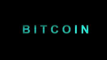 logotipo animado da plataforma bitcoin blockchain, animação de texto de criptomoeda btc.