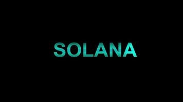 solana blockchain-plattform animerad logotyp, sol criptocurrency textanimering. video