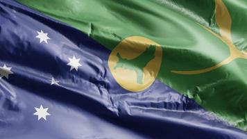 Christmas Island flag waving on the wind loop. Christmas Island banner swaying on the breeze. Full filling background. 10 seconds loop. video