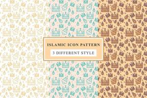 Islamic pattern Thin Line Icons on White Background ramadan design vector
