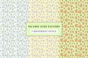 Islamic pattern Thin Line Icons on White Background ramadan design vector