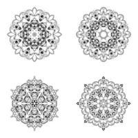 conjunto de elemento de vector mandala blanco y negro paquete