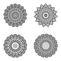 conjunto de elemento de vector mandala blanco y negro paquete