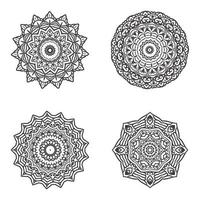 conjunto de elemento de vector mandala blanco y negro paquete