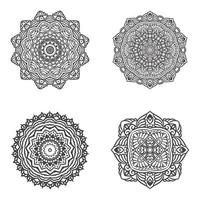 conjunto de elemento de vector mandala blanco y negro paquete