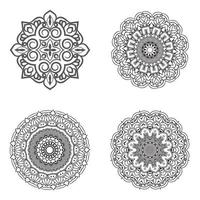 conjunto de elemento de vector mandala blanco y negro paquete