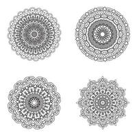 conjunto de elemento de vector mandala blanco y negro paquete