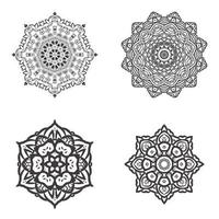 conjunto de elemento de vector mandala blanco y negro paquete