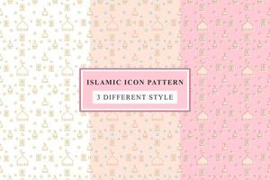 Islamic pattern Thin Line Icons on White Background ramadan design vector