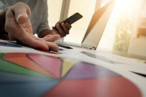 businessman hand working with new modern computer and business strategy as concept photo