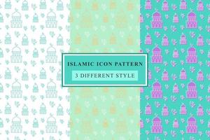 Islamic pattern Thin Line Icons on White Background ramadan design vector