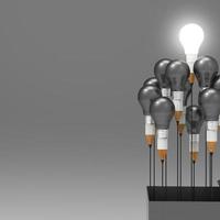 drawing idea pencil and light bulb concept outside the box as creative and leadership concept photo