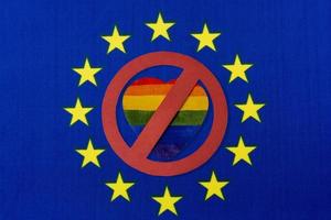 the flag of the European Union and the ban on LGBT people. photo